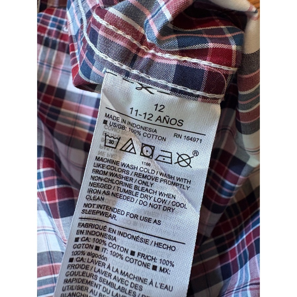 Janie and Jack Boys Red Navy Blue Plaid Button Down Shirt Size 12 NWT - Picture 6 of 8